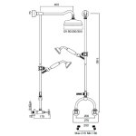 Sbordoni Margherita Bateria prysznicowa ścienna z drążkiem, wężem, słuchawką i deszczownicy Ø 30 cm Natural Brass MR136-300dxON