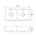 Shaws Ribchester 1000 Zlew dwukomorowy 99,7x46,5 cm Biały SO2400010WH