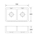 Shaws Ribchester 800 Zlew dwukomorowy 79,5x46,5 cm Biszkoptowy SO0800010PN