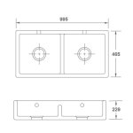 Shaws Shaker Double 1000 Zlew dwukomorowy 99,5x46,5 cm Biszkoptowy SCSH101PN