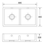 Shaws Shaker Double 900 Zlew dwukomorowy 89,5x46,5 cm Biszkoptowy SCSH900PN