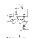 Webert Ottocento Bateria umywalkowa  3-otworowa obrotowa wylewka z korkiem klik klak chrom OT750202.015