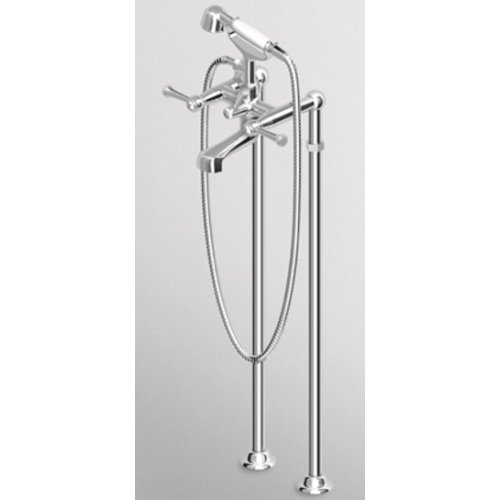 Zucchetti Agora Classic Bateria Wannowo-natryskowa wolnostojąca z zestawem słuchawkowym i kolumnami chrom ZAL278